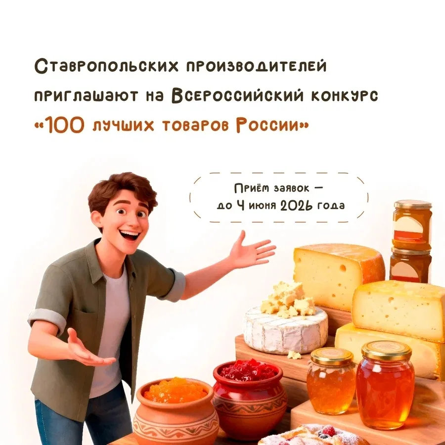 Ставропольские производители могут поучаствовать в конкурсе «100 лучших товаров России» — 2026💪 ⁣ Он