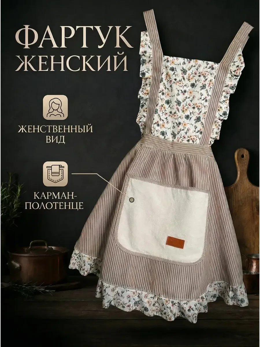 ⚡️ Фартук кухонный с карманом и рюшами, Froof