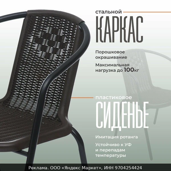 🪑Кресло пластиковое "Ротанг" Homsly LFSA 50
