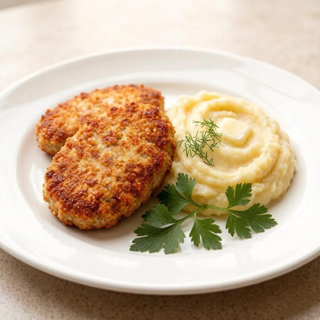 Рыбные котлеты с картофельным пюре