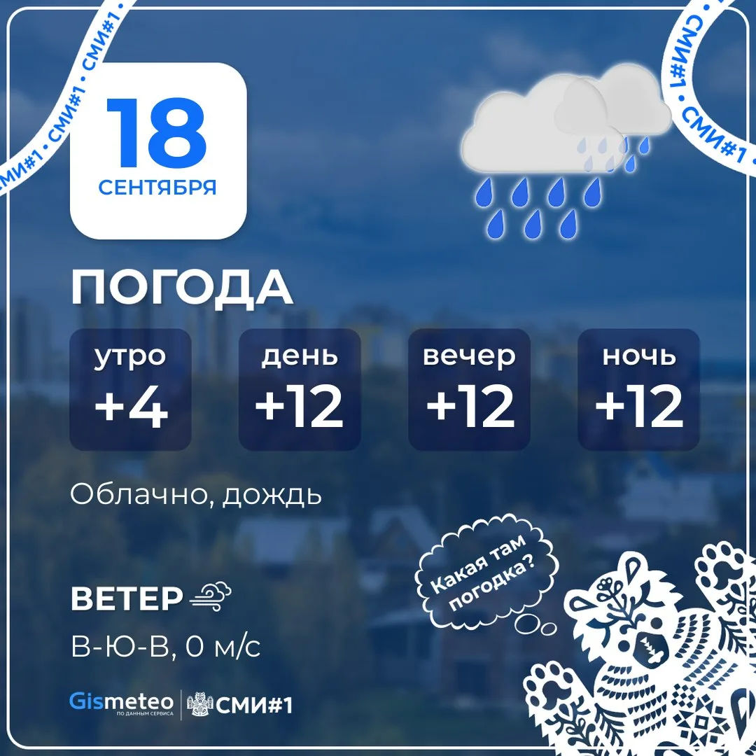 В Томске сегодня ожидается облачная погода. Днем температура воздуха поднимется до 12 г...