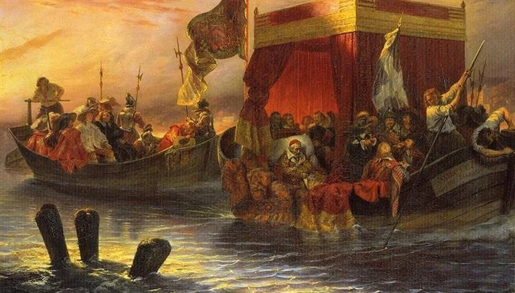 Поль Деларош. "Государственная баржа кардинала Ришельё на Роне". 1829 год.
