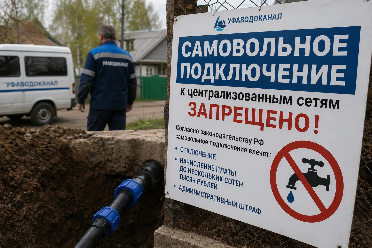 Уважаемые абоненты! Сотрудники ГУП РБ «Уфаводоканал» регулярно выявляют самовольные подключения к це