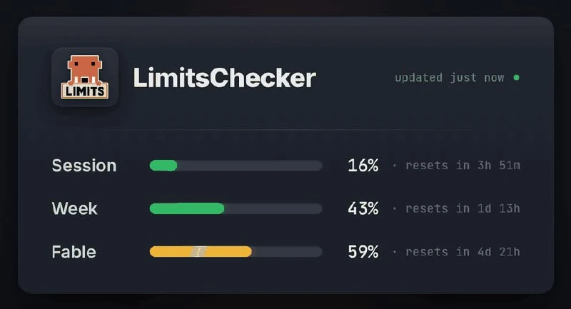LimitsChecker — чекер лимитов клод в трее линукса и мака