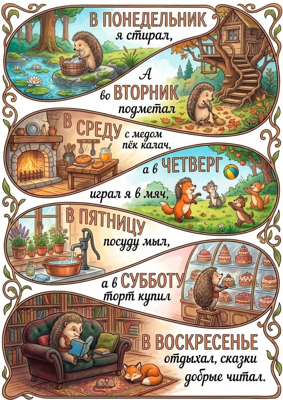 Никак не запоминаются дни недели? 🤔