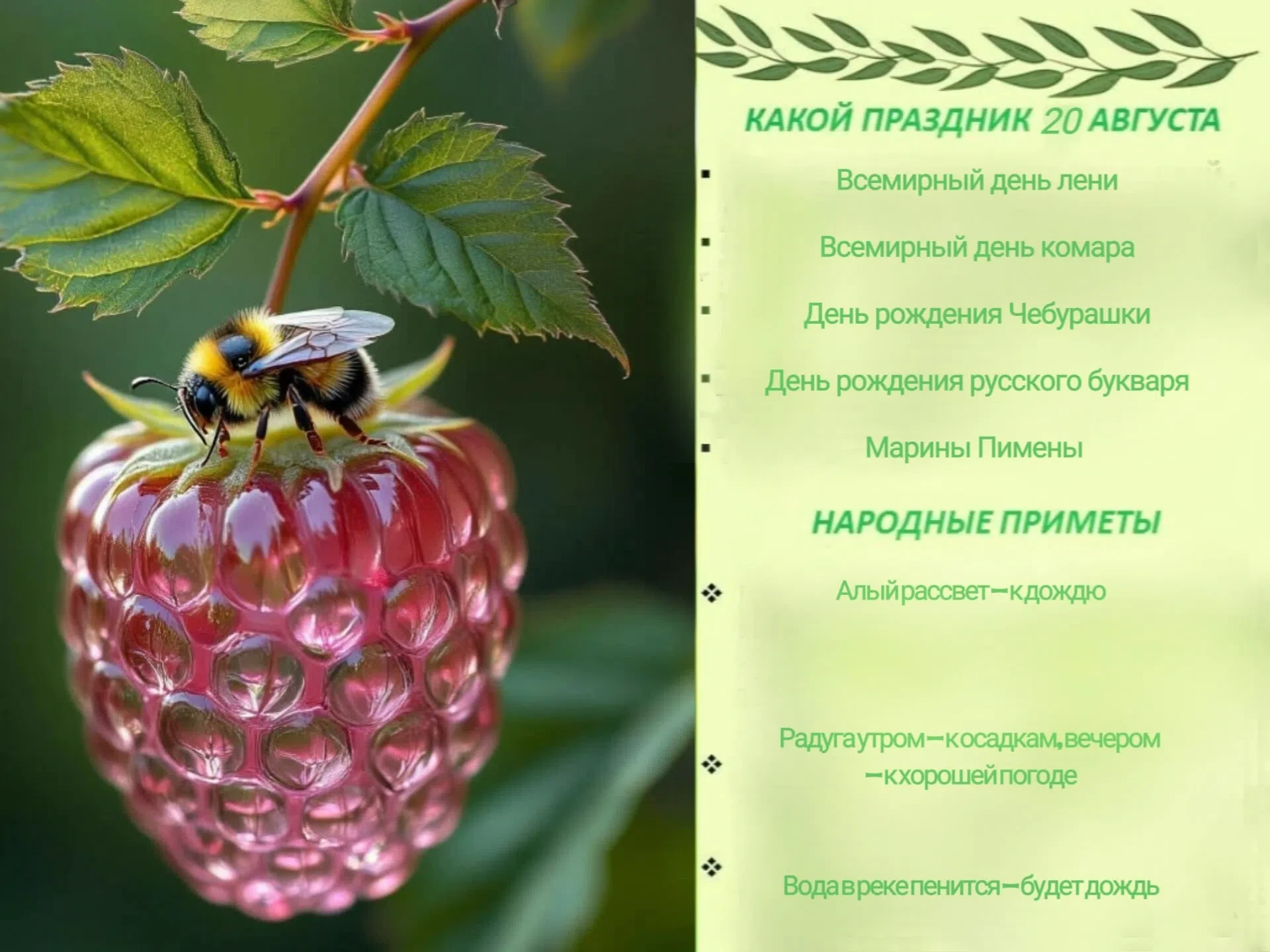 Сегодня 20 августа, четверг 🩷