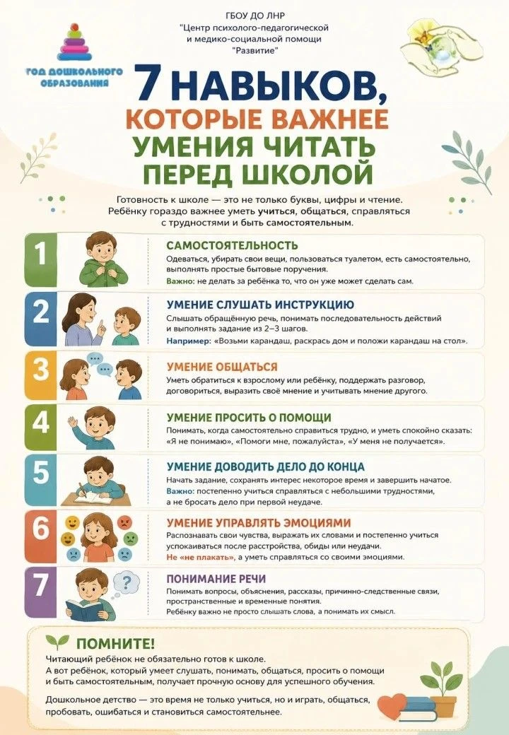 🌱 7 навыков, которые важнее умения читать перед школой
