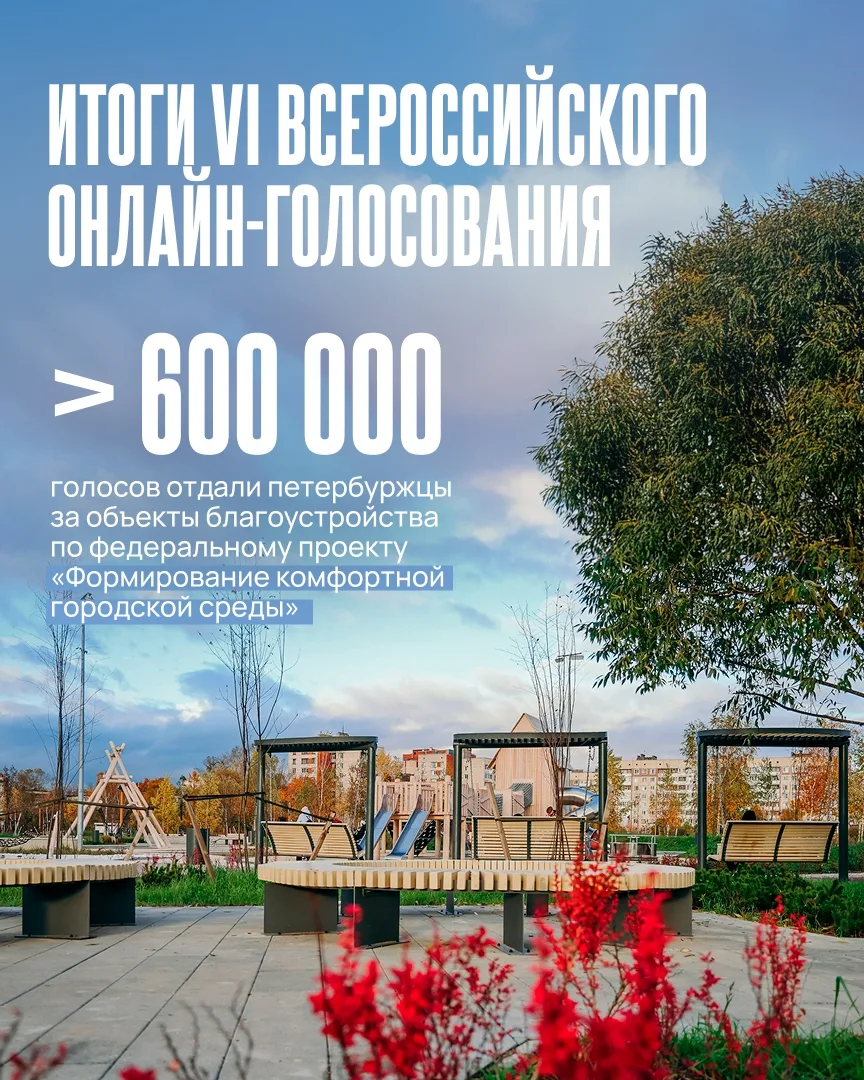 🌳 Благодаря жителям Петербурга город вошел в топ-5 лидеров по итогам VI Всероссийского онлайн-голос