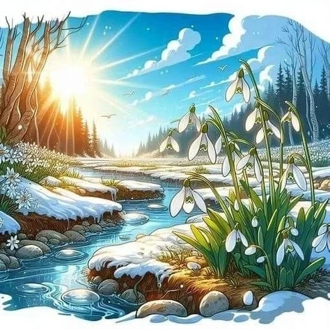 Здравствуй, милая Весна,
Ты душиста и ясна.
Зеленеют лес и юг,
Так красиво всё вокруг.
И зовет тепло