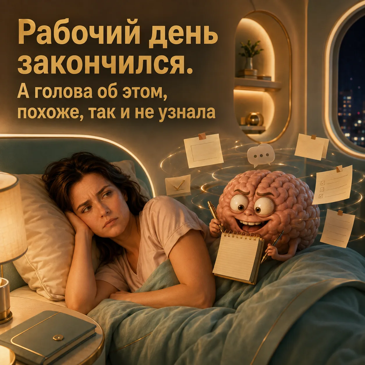 Ложитесь спать с мыслью: «Всё, на сегодня хватит» — и через пять минут в голове снова прокручивается