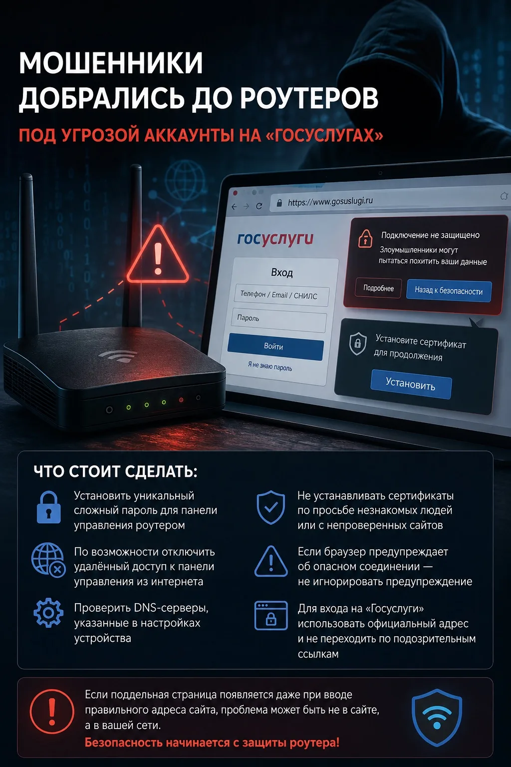 Мошенники добрались до роутеров: под угрозой аккаунты на «Госуслугах»