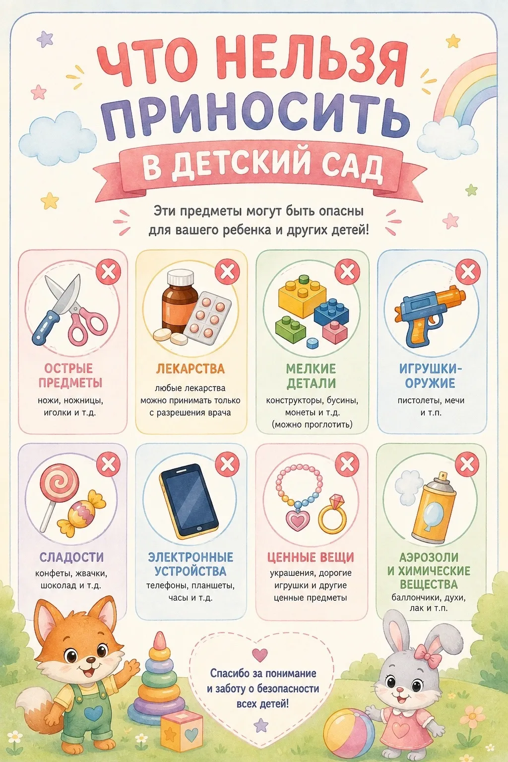 Что нельзя приносить в детский сад? 🧸