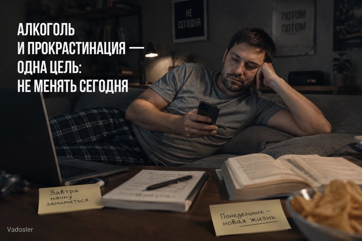 Алкоголь и прокрастинация делают одну и ту же работу: помогают не решать то, что давно ...
