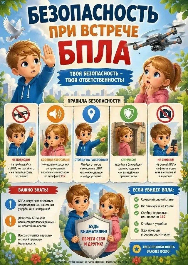 ❗️ Вспомним правила безопасности при встрече БПЛА