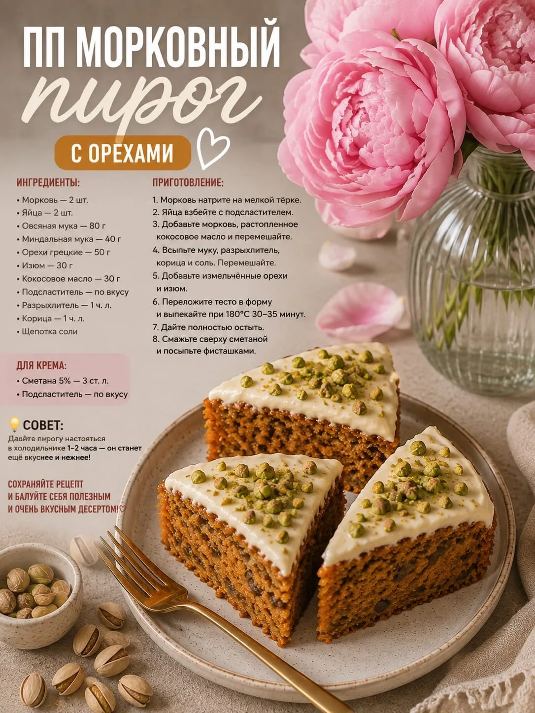 🥕 **БЕЗУМНО НЕЖНЫЙ ПП МОРКОВНЫЙ ПИРОГ С ОРЕХАМИ** 🌸