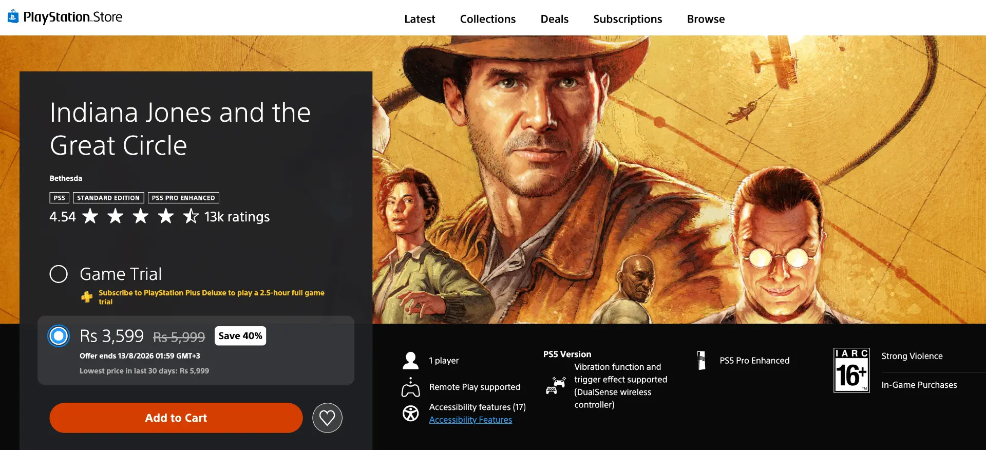Хорошая скидка (40%) В PS Store на Indiana Jones and the Great Circle — акция продлится...