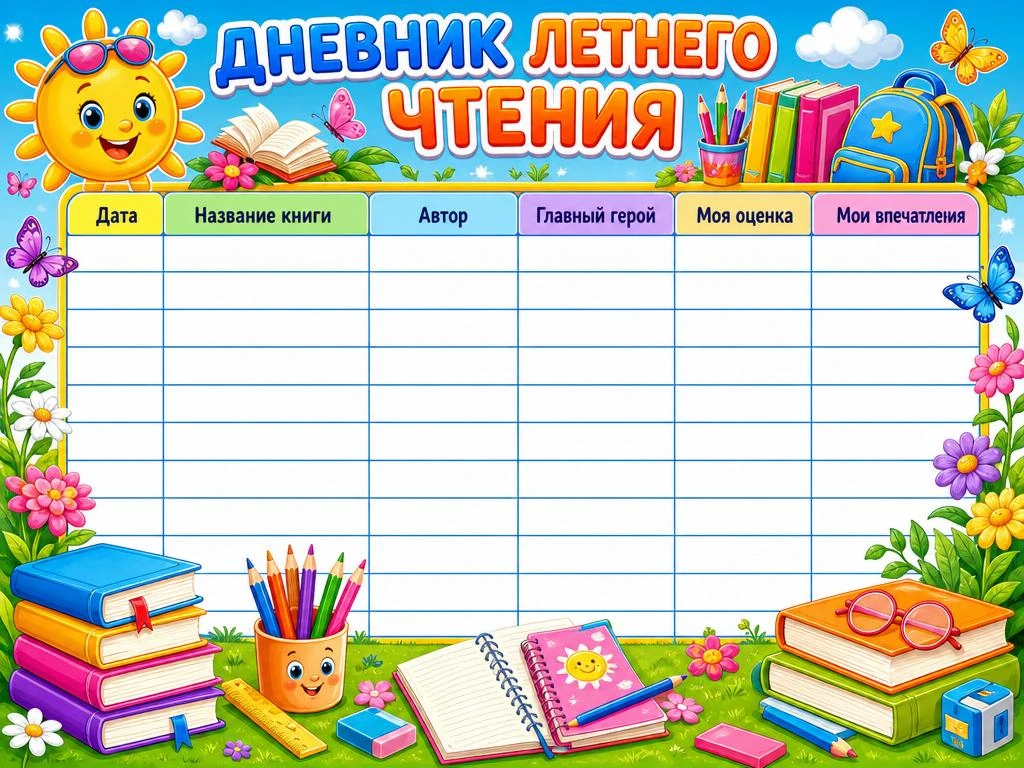 Читаем летом легко ☀️

Яркая таблица сделает летнее чтение интереснее и поможет детям вести записи с