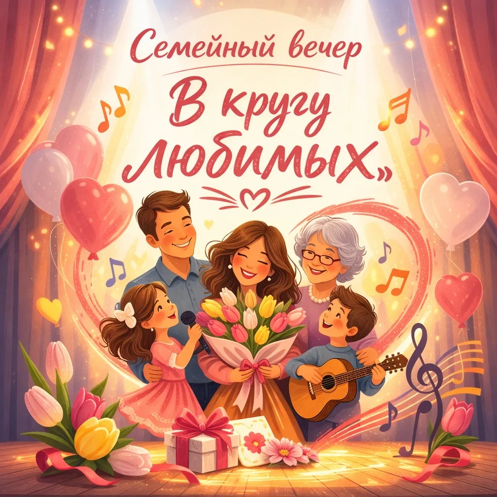 Семейный вечер «В кругу любимых»! 💖✨  Дорогие ребята, мамы, папы, бабушки и дедушки! В преддверии 8 