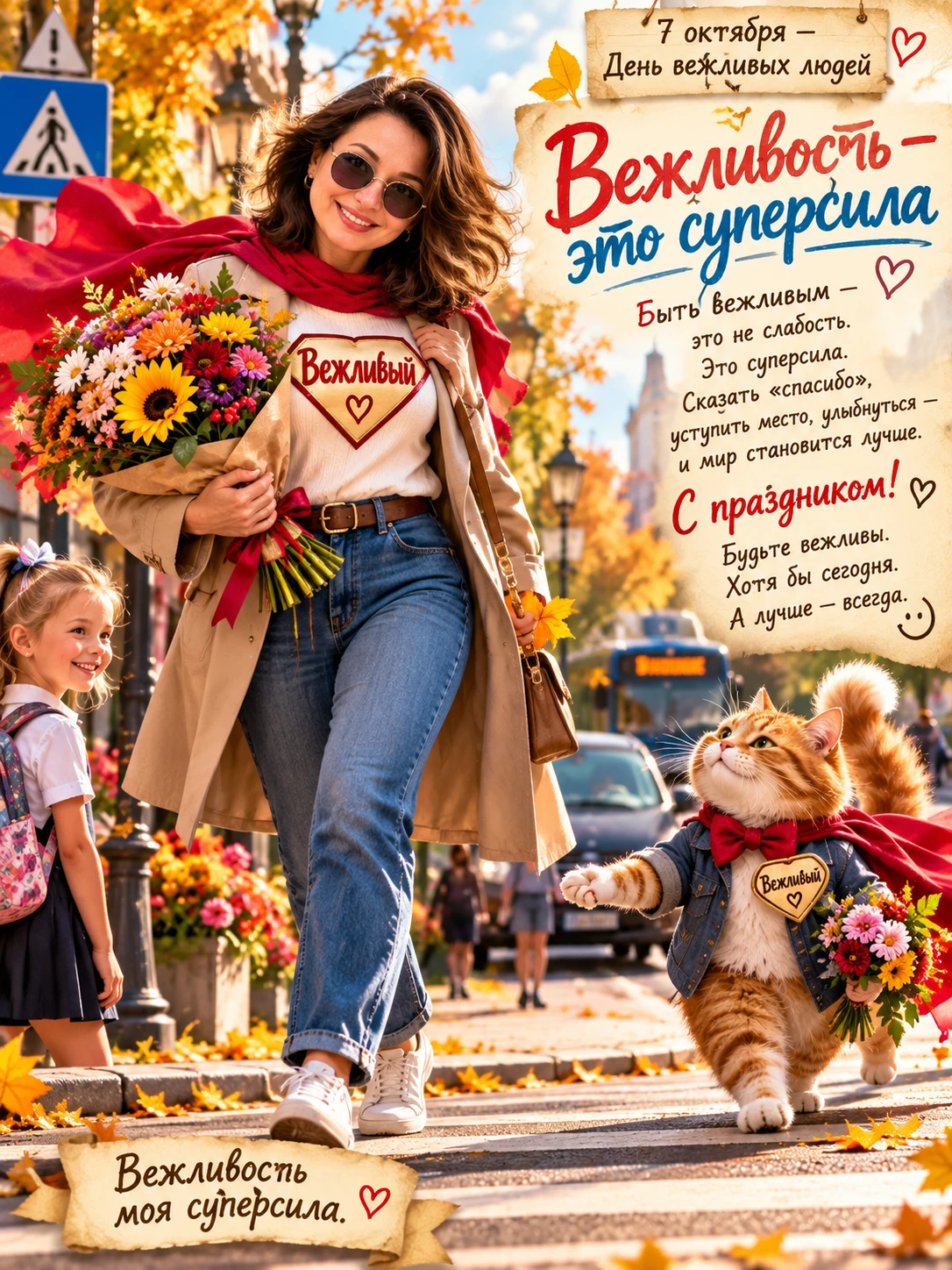 Открытка дня #ДеньВежливыхЛюдей #7Октября #Вежливость #Спасибо #Доброта #Уважение #Праз...