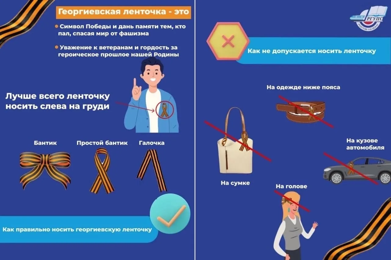 Как правильно носить георгиевскую ленточку?