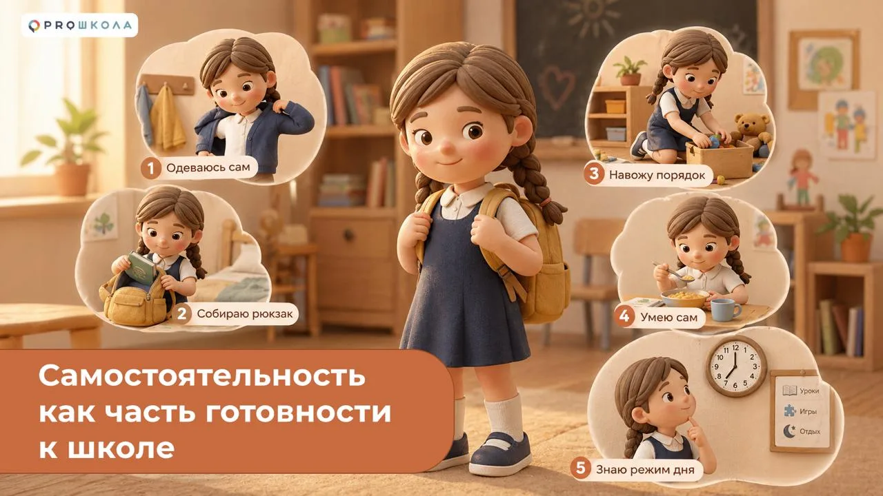 🏫 Самостоятельность как часть готовности к школе  Мы уже обсуждали, что чтение, счёт и письмо сами п