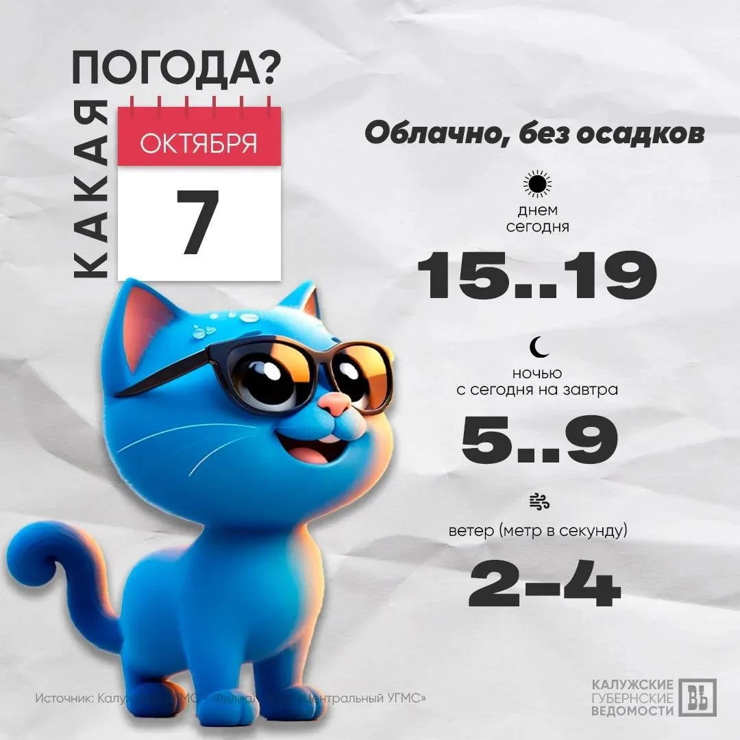 Сегодня в Калуге будет облачно, но без осадков. Синоптики оценивают вероятность дождей ...