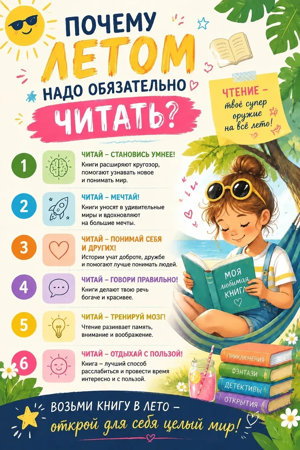 ☀️ Почему летом обязательно читать?
