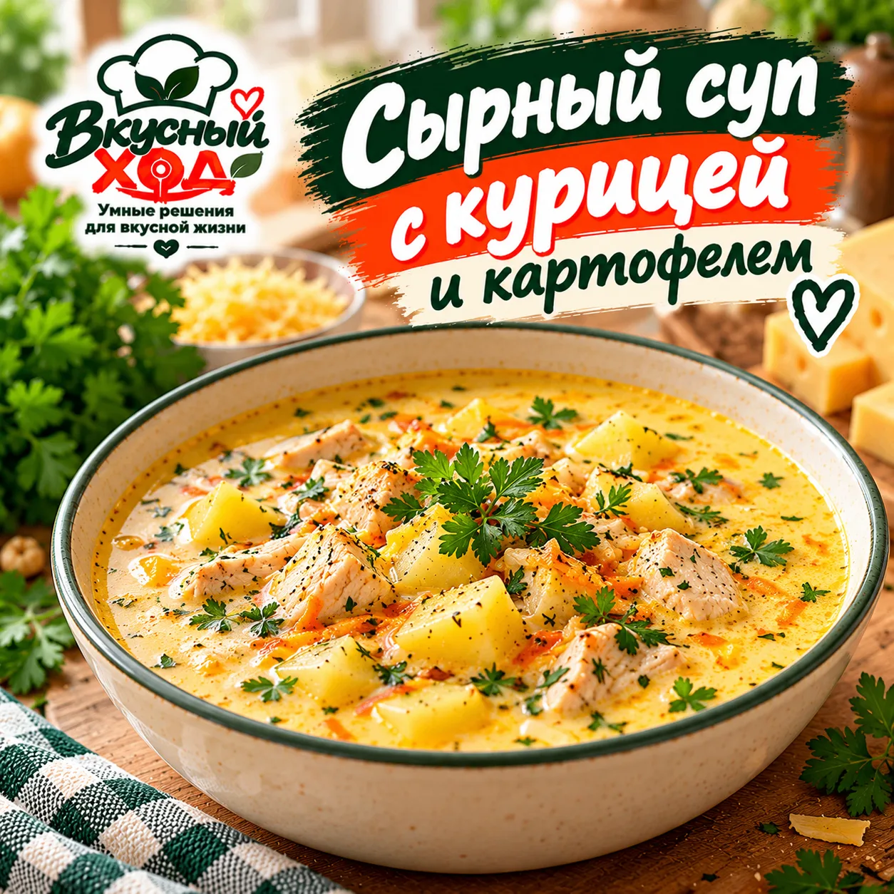 🧀🍲 Сырный суп с курицей и картофелем