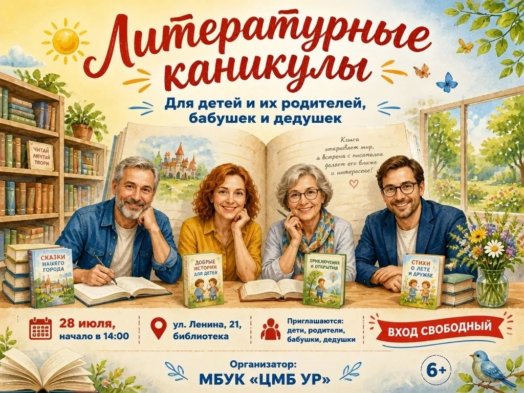 Сегодня 28 июля в 14.00 часов в библиотеке состоится встреча с писателями из г. Усолье-Сибирское. Уж