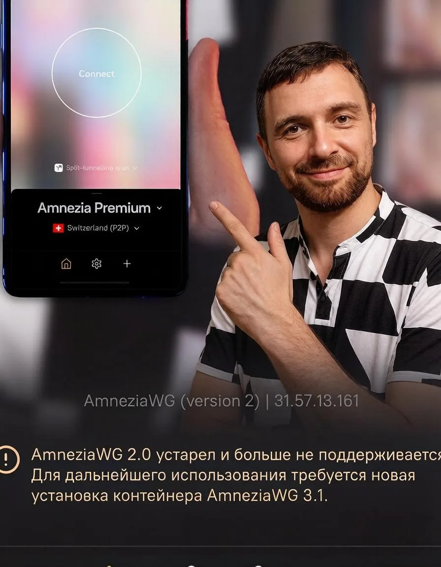 Уважаемые клиенты, пользователи AmneziaVPN. В связи с обновлением контейнера AmneziaWG ...