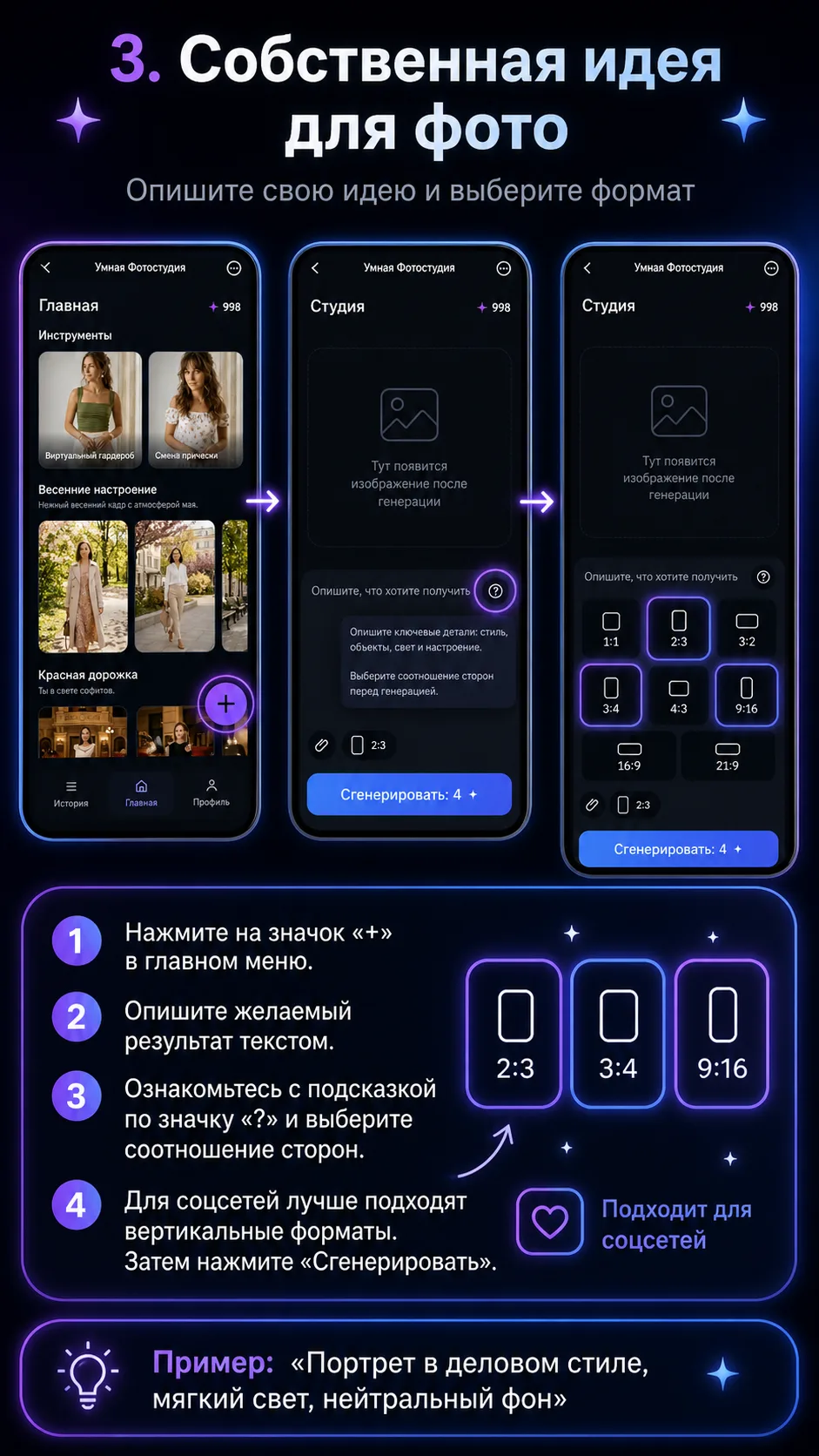 ⚡Быстрый старт: как получать идеальные генерации с первого раза?  Мы стараемся сделать «Умную Фотост