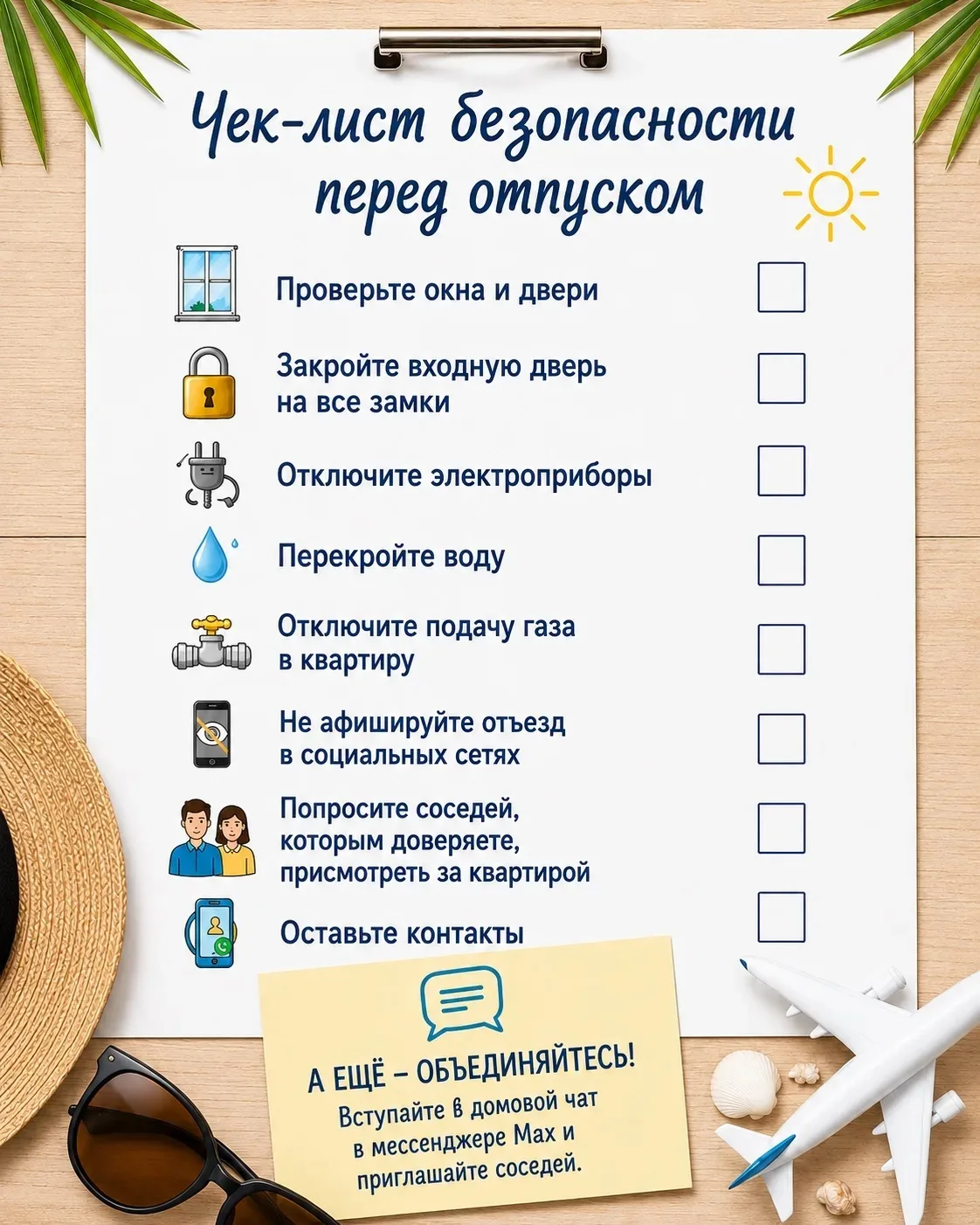 Собираетесь в отпуск? Отлично!

👉🏻Но прежде чем закрыть дверь и отправиться навстречу приключениям
