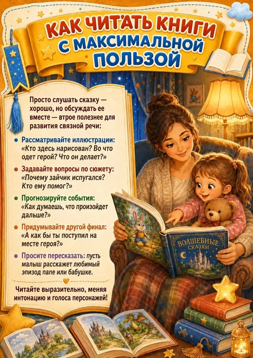 5 рекомендаций для родителей, которые помогут поддержать развитие речевых навыков у детей: