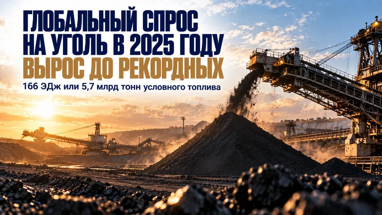 📈Глобальный спрос на уголь в 2025 году вырос до рекордных 166 ЭДж или 5,7 млрд тонн ус...
