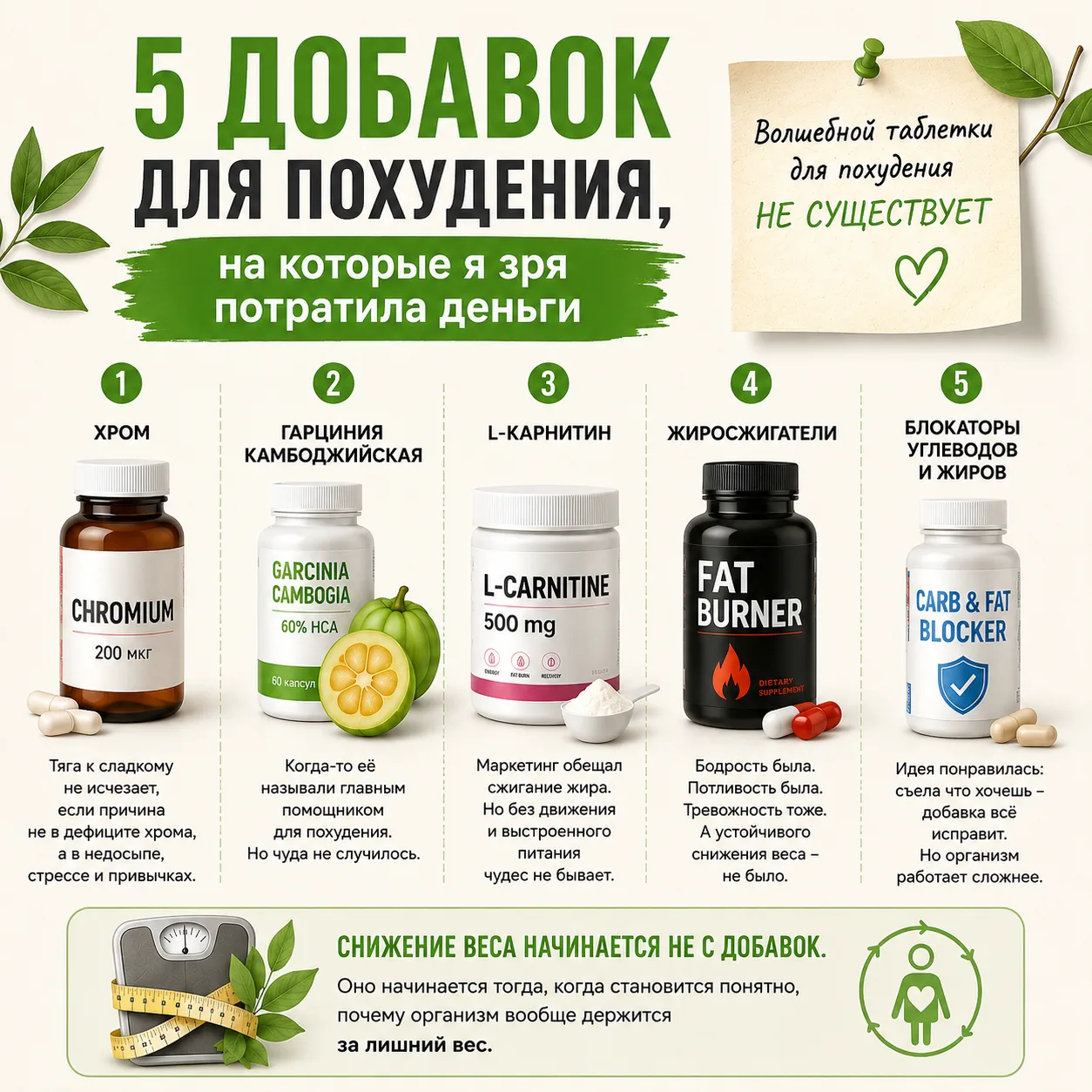 5 добавок для похудения, на которые я зря потратила деньги