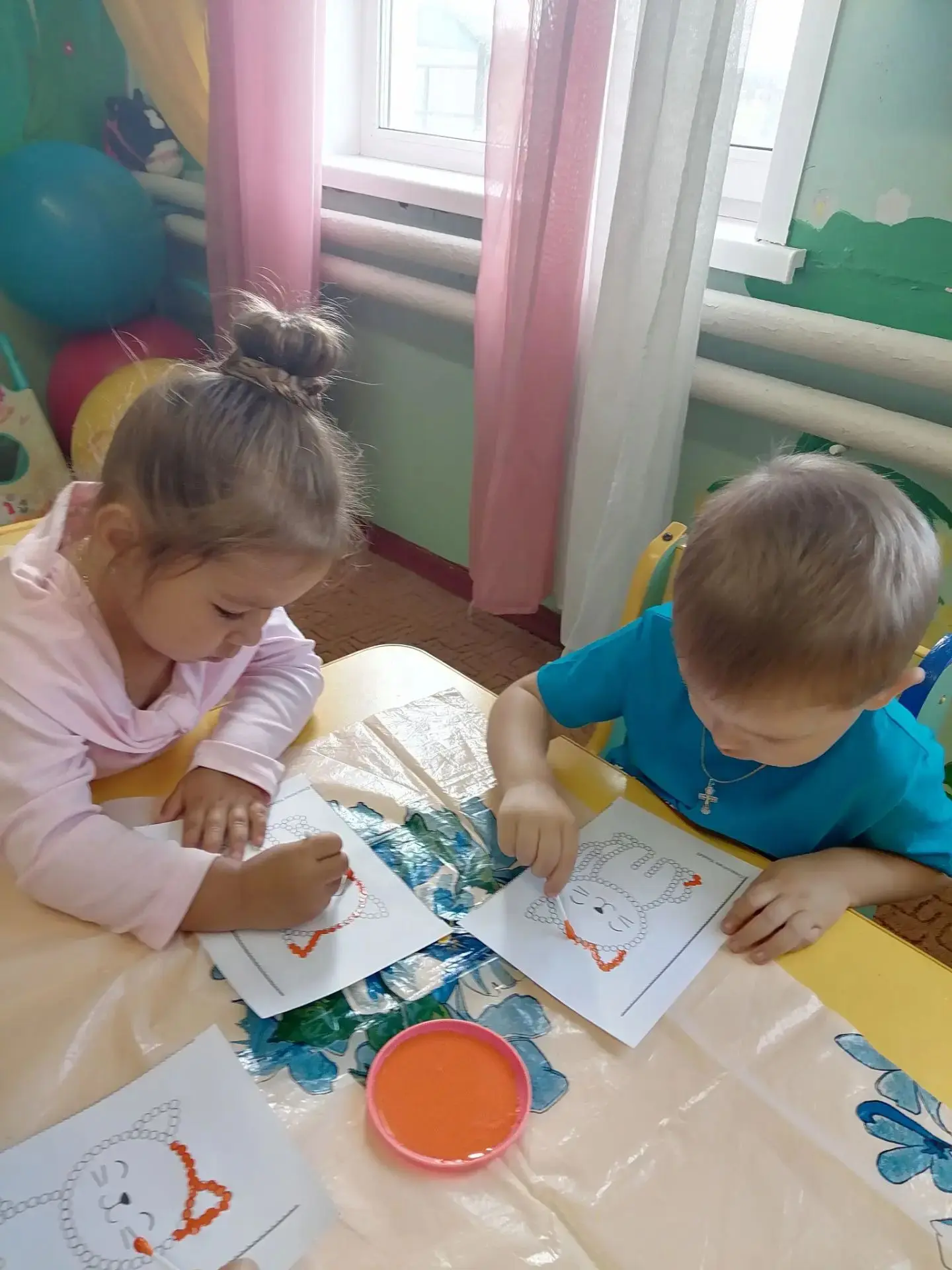 Рисование "Котенок" ватными палочками