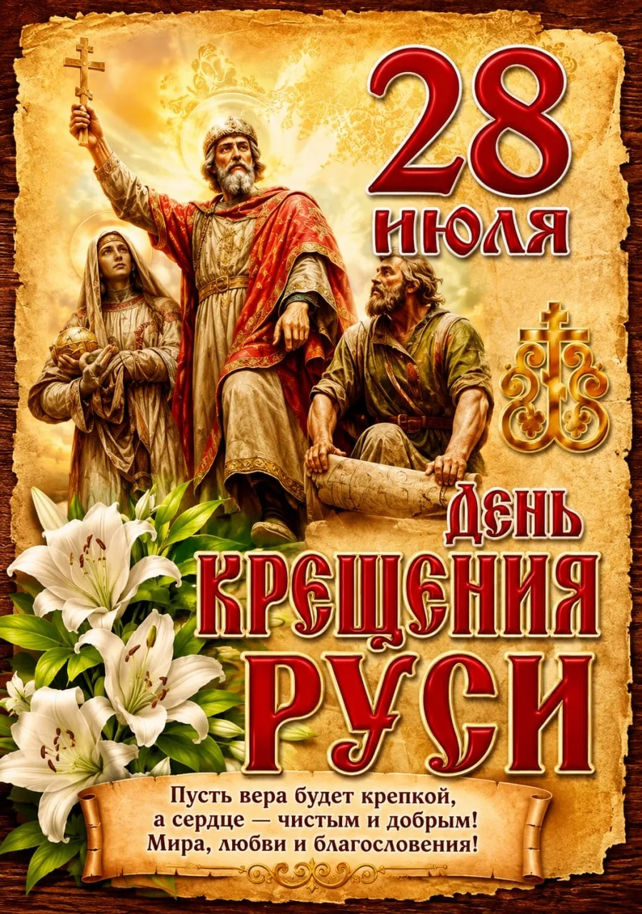 ✨ С Днём Крещения Руси! 



☀️✨🟢✨☀️

МЫ в МАХ - подписаться.

❤️ Фабрика Поздравлений
📌#праздник