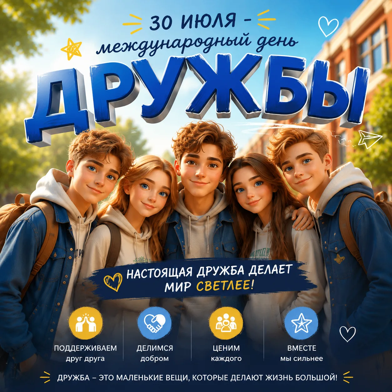 💖 30 июля — Международный день дружбы! 💖В жизни так важно знать, что есть человек, которому можно 