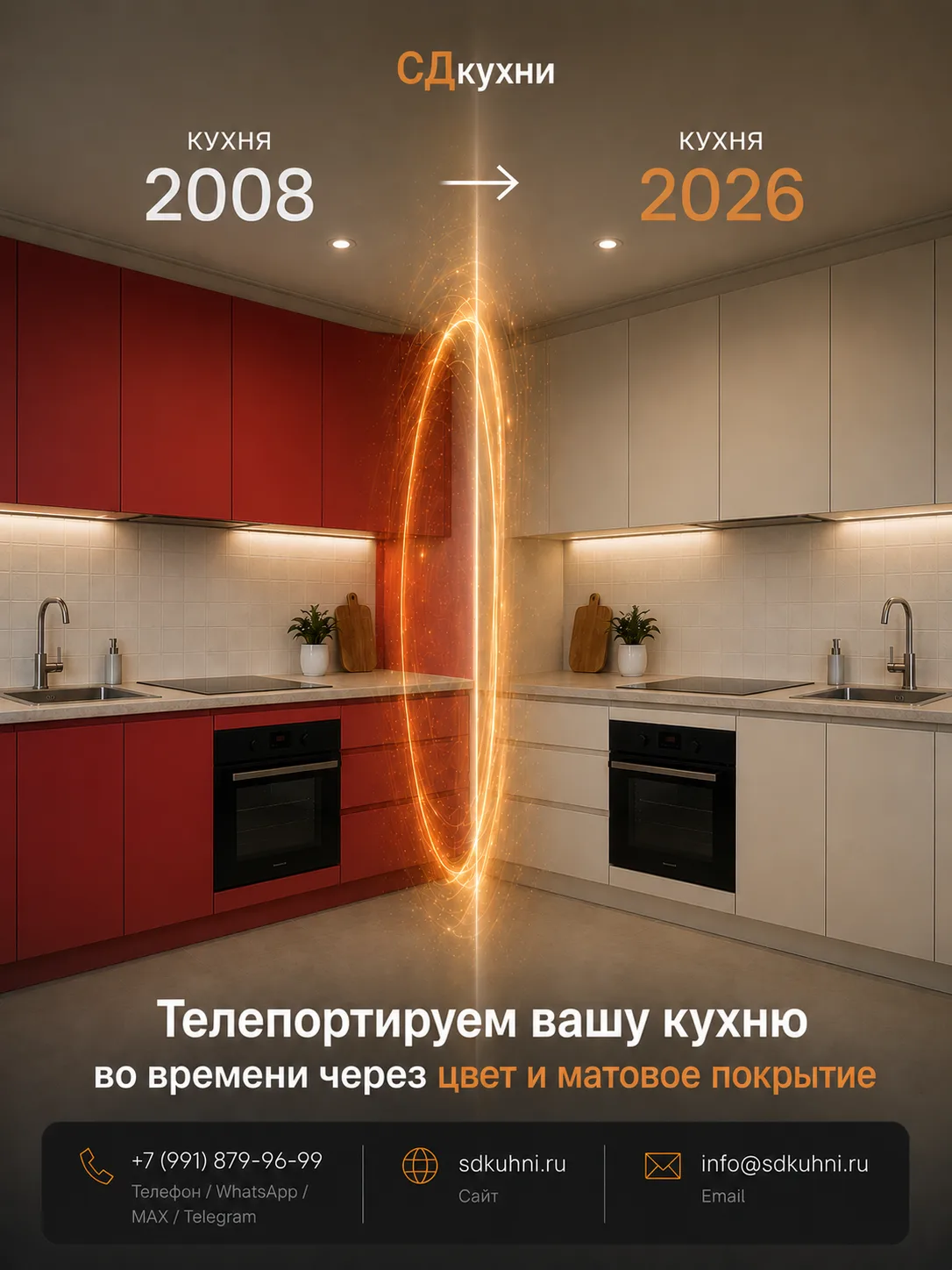 Иногда кухня морально устаревает раньше, чем заканчивается её срок службы.

 

Меняются тренды.
Меня