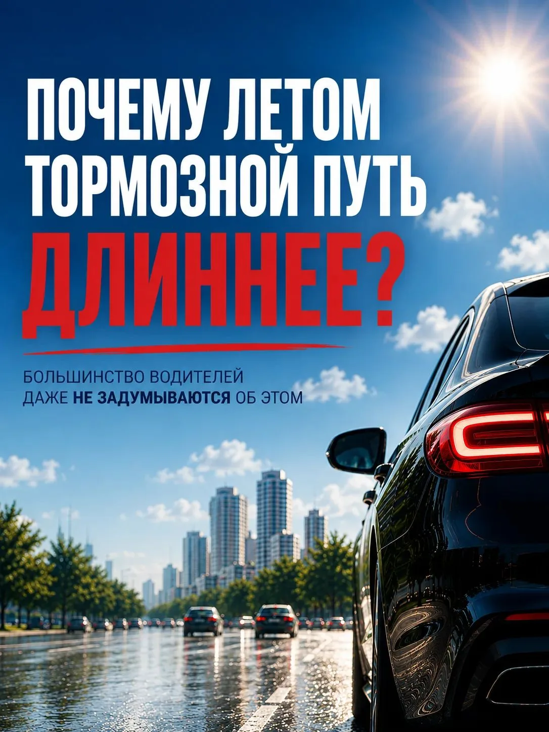 ❗ Летом опасность на дороге создаёт не только скорость. Её создаёт сам раскалённый асфальт.

Когда т