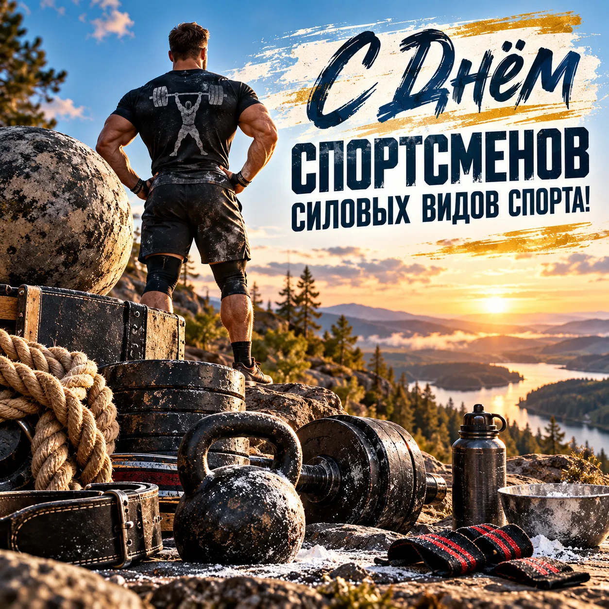 С Днём спортсменов силовых видов спорта! С Днём силы! 🏋️