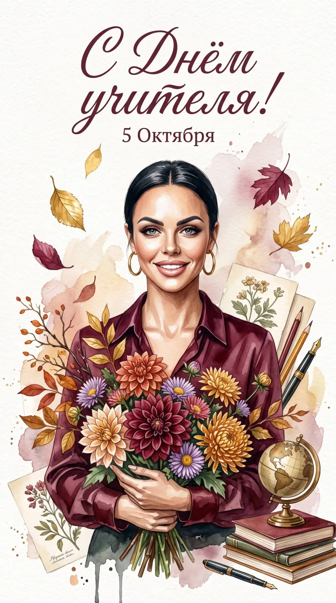 💧 Акварельная открытка учителю