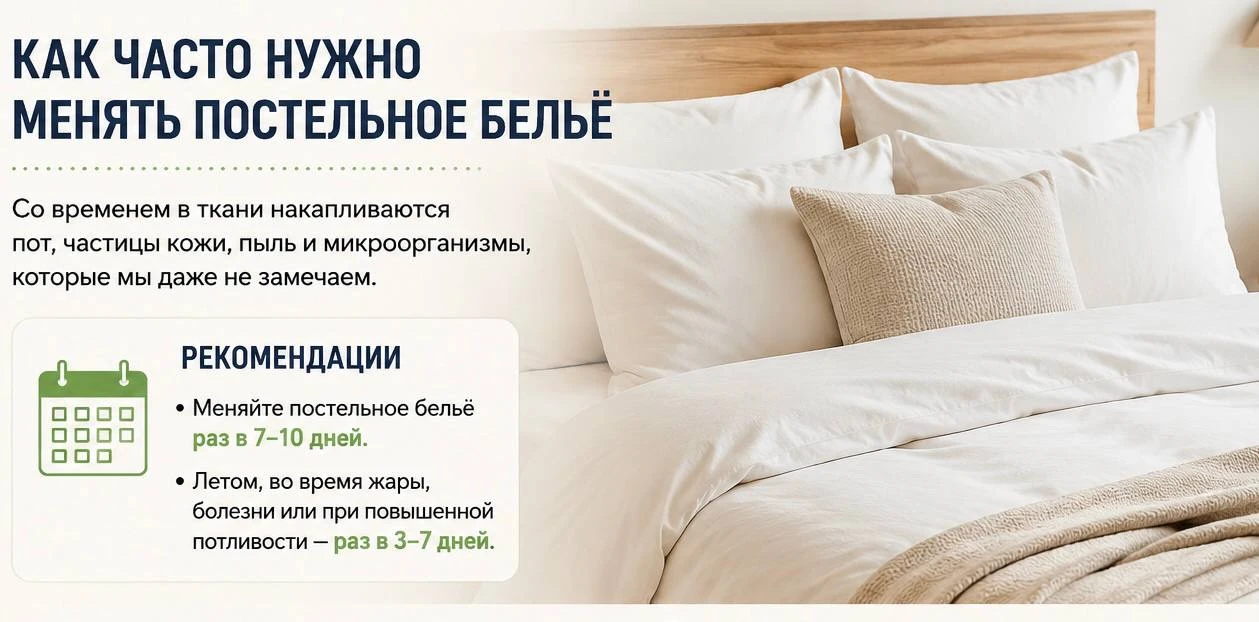 Многие меняют постельное бельё только тогда, когда оно начинает выглядеть несвежим. Но ...