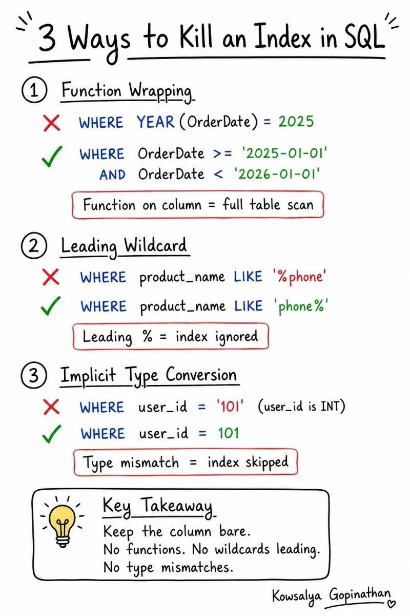 3 способа «убить» индекс в SQL