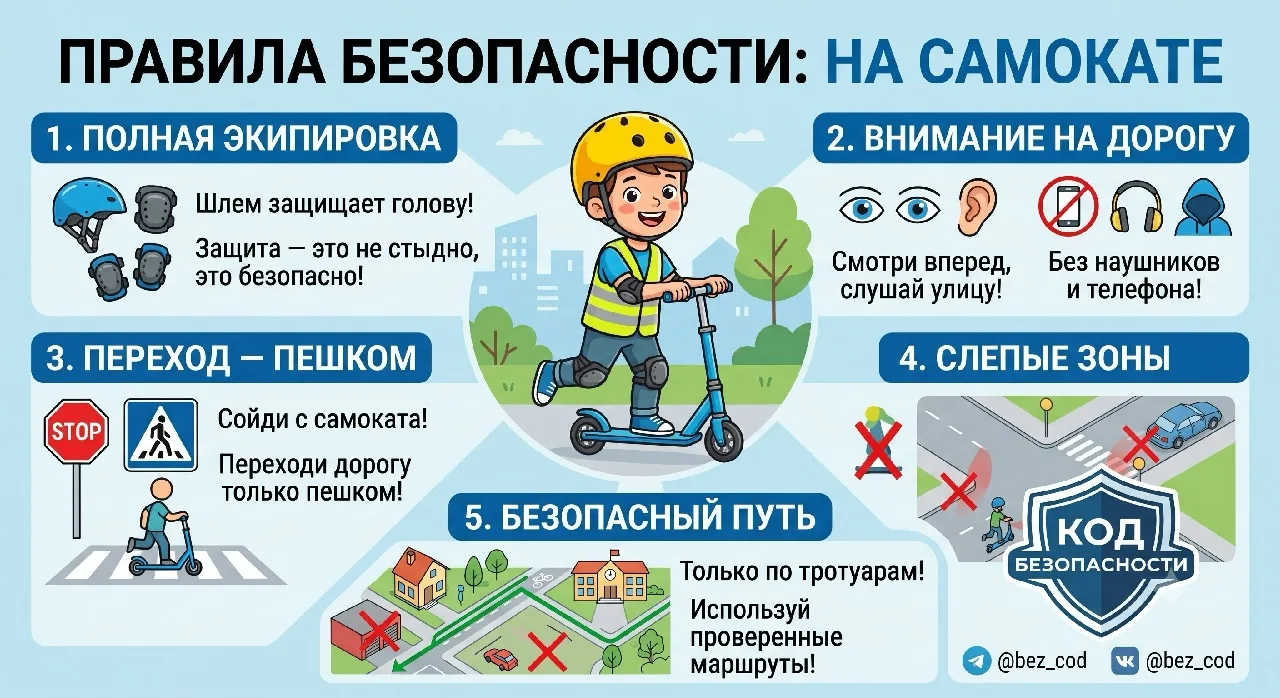 Ребенок на самокате: 4 правила, которые спасают жизнь