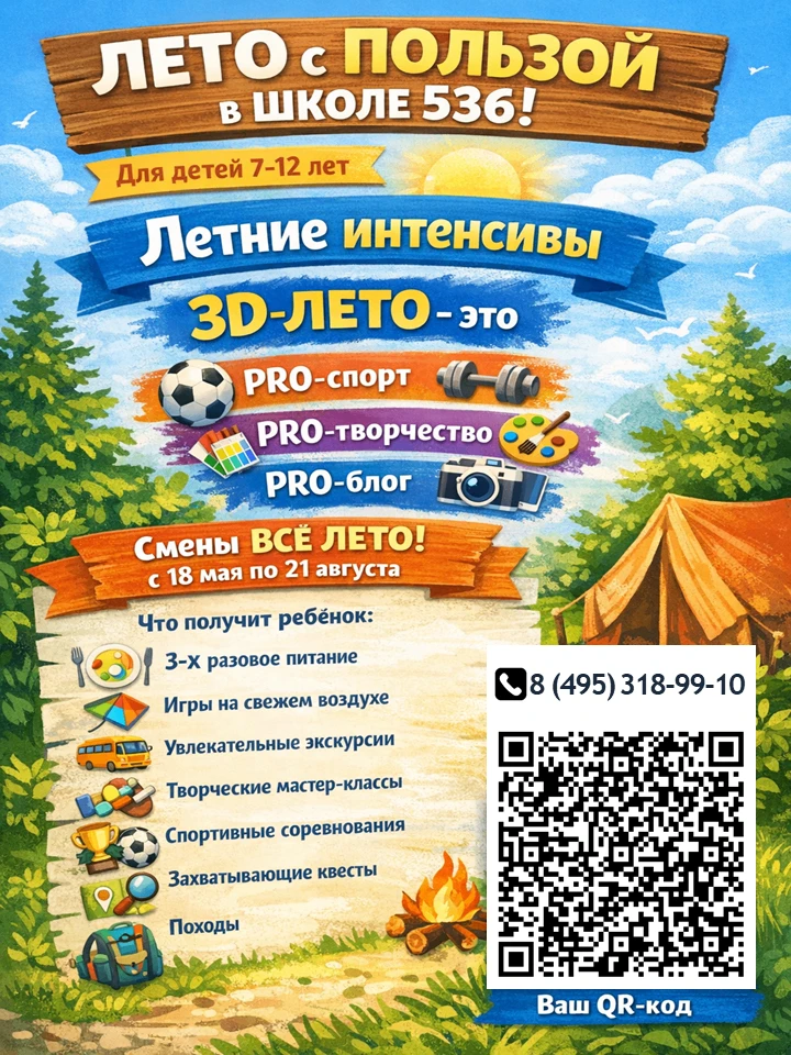 🌞 Самое яркое лето ждёт вашего ребёнка в летнем интенсиве «3D Лето»!  Хотите, чтобы это лето запомни