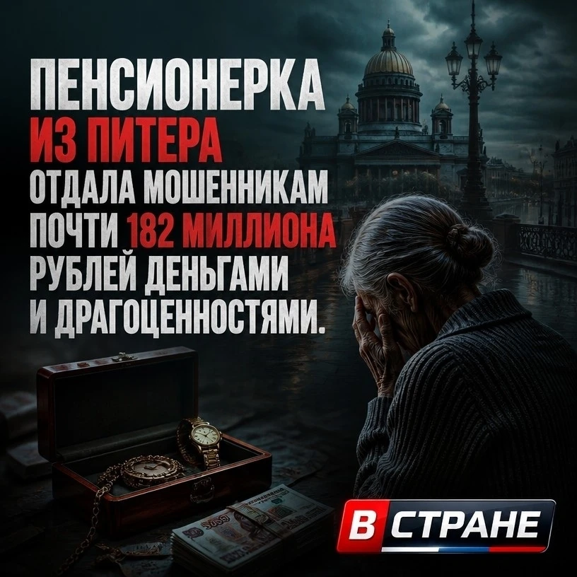 😱 Мошенники обманули доверчивую пенсионерку и получили 182 миллиона рублей