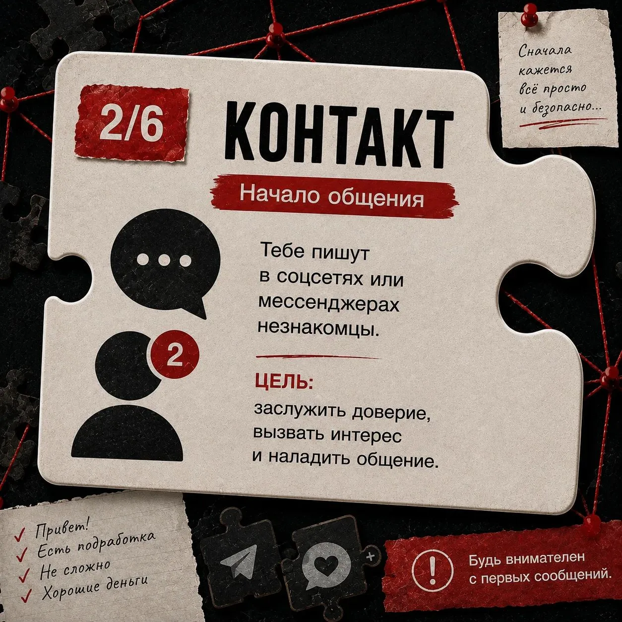 🚨 Вербовка может начинаться с обычного сообщения — предложения лёгкого заработка, прос...