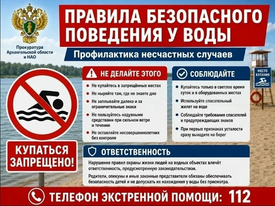 Приморская межрайонная прокуратура напоминает о правилах безопасного поведения у воды (профилактика 