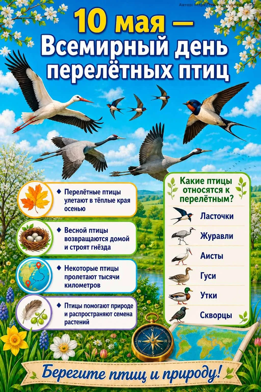 Птицы-супергерои: кто пролетает тысячи километров? 🌍Чемпион по дальности: Полярная крачка. За год он